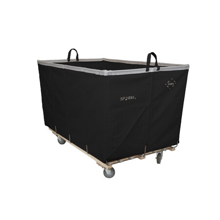 Steele Canvas Basket 24 BU Permanent Truck Black Vinyl w/Grey Vinyl - 3in Casters 9224VBLKVGRYW3